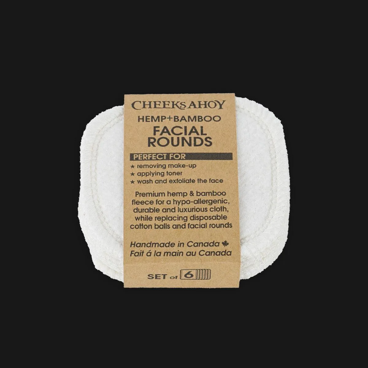 hemp and bamboo facial rounds (6 pack)