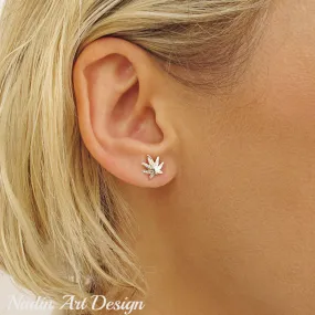 Hemp Earrings - Sterling Silver Cannabis Studs