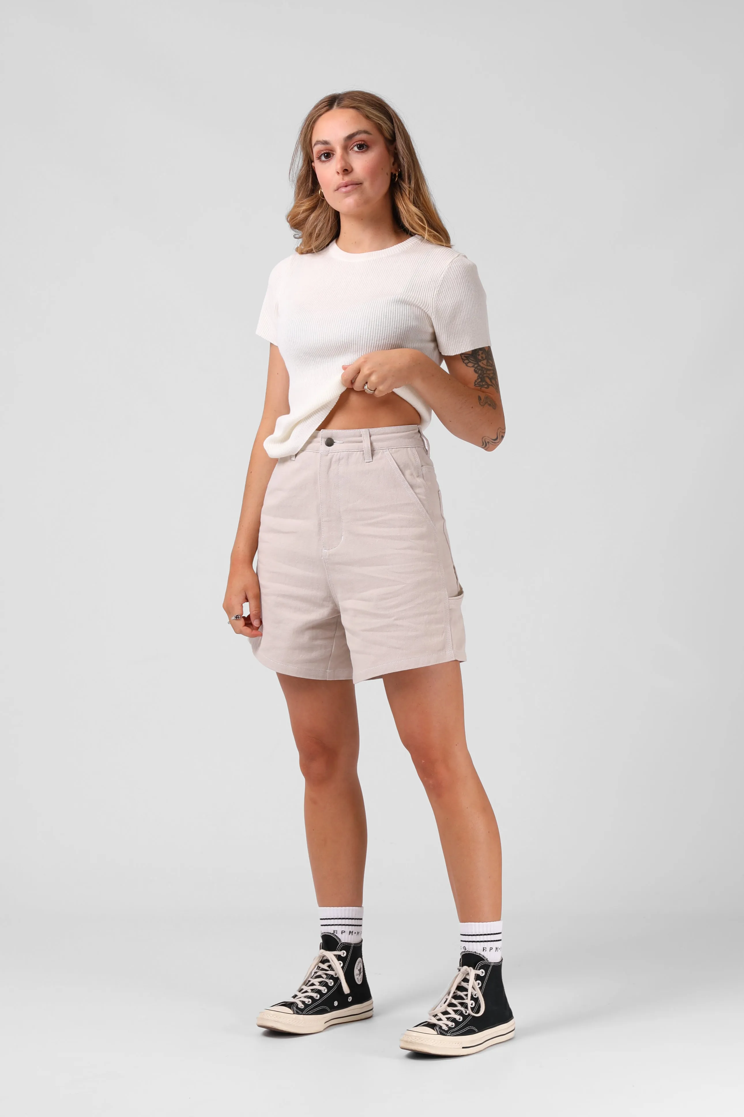 Hemp Work Short - Sand Stone