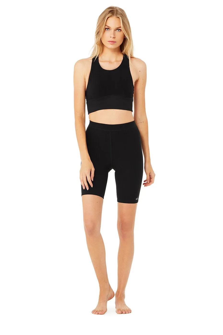 High-Waist Alosoft Flow Biker Short - Black