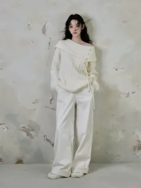 High waist straight wide leg pants【s0000005552】
