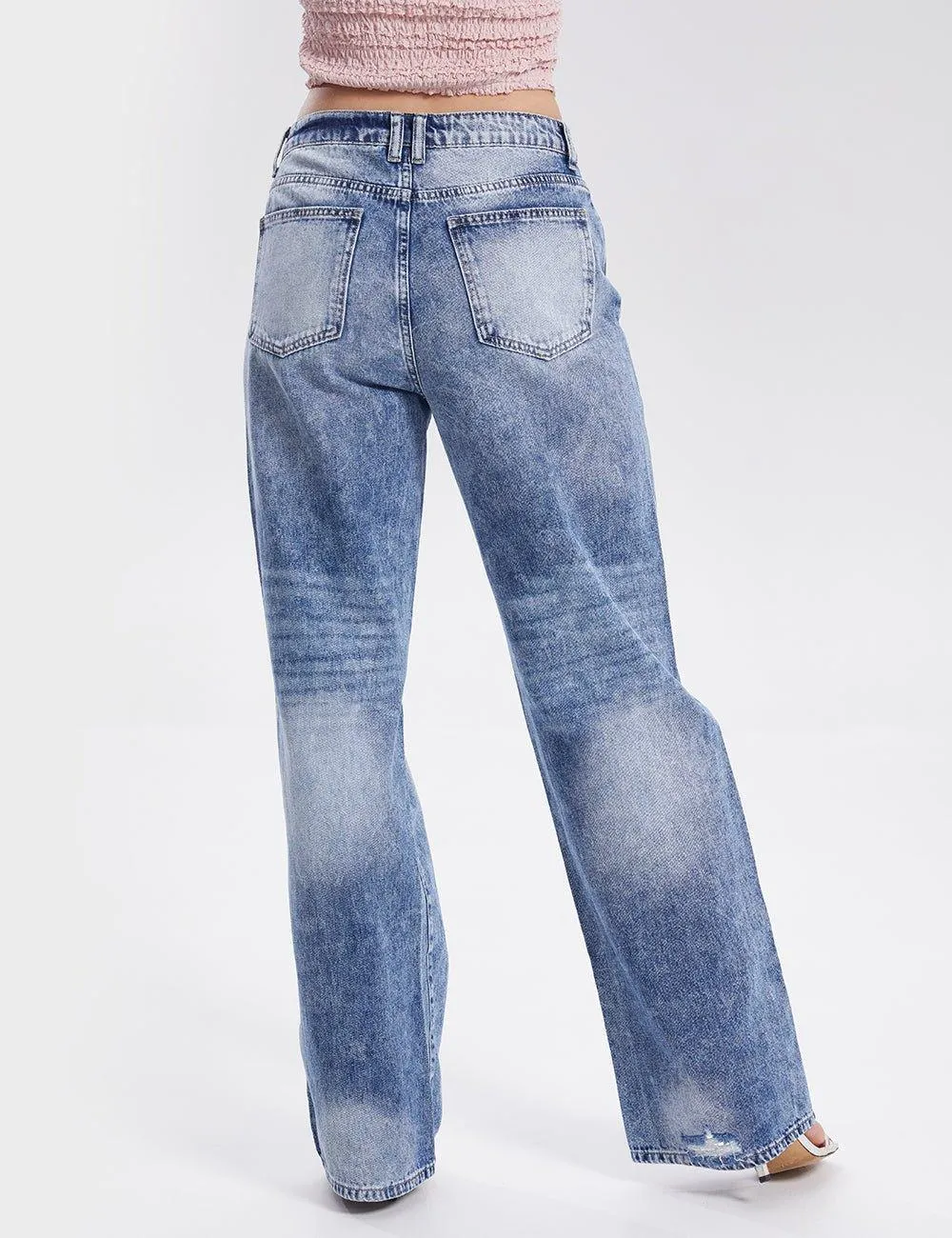 High Waist Stright Leg Daily Denim Pants Jeans SKP6733