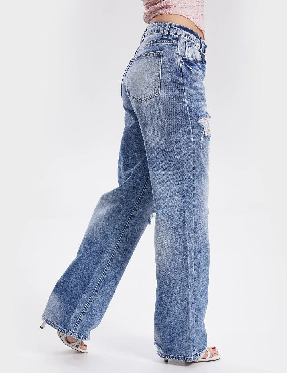 High Waist Stright Leg Daily Denim Pants Jeans SKP6733