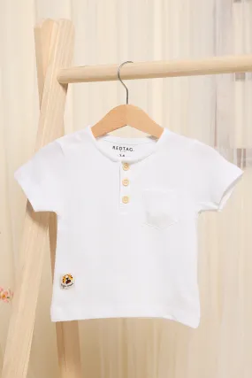 Infant Boys White Henley T-Shirt