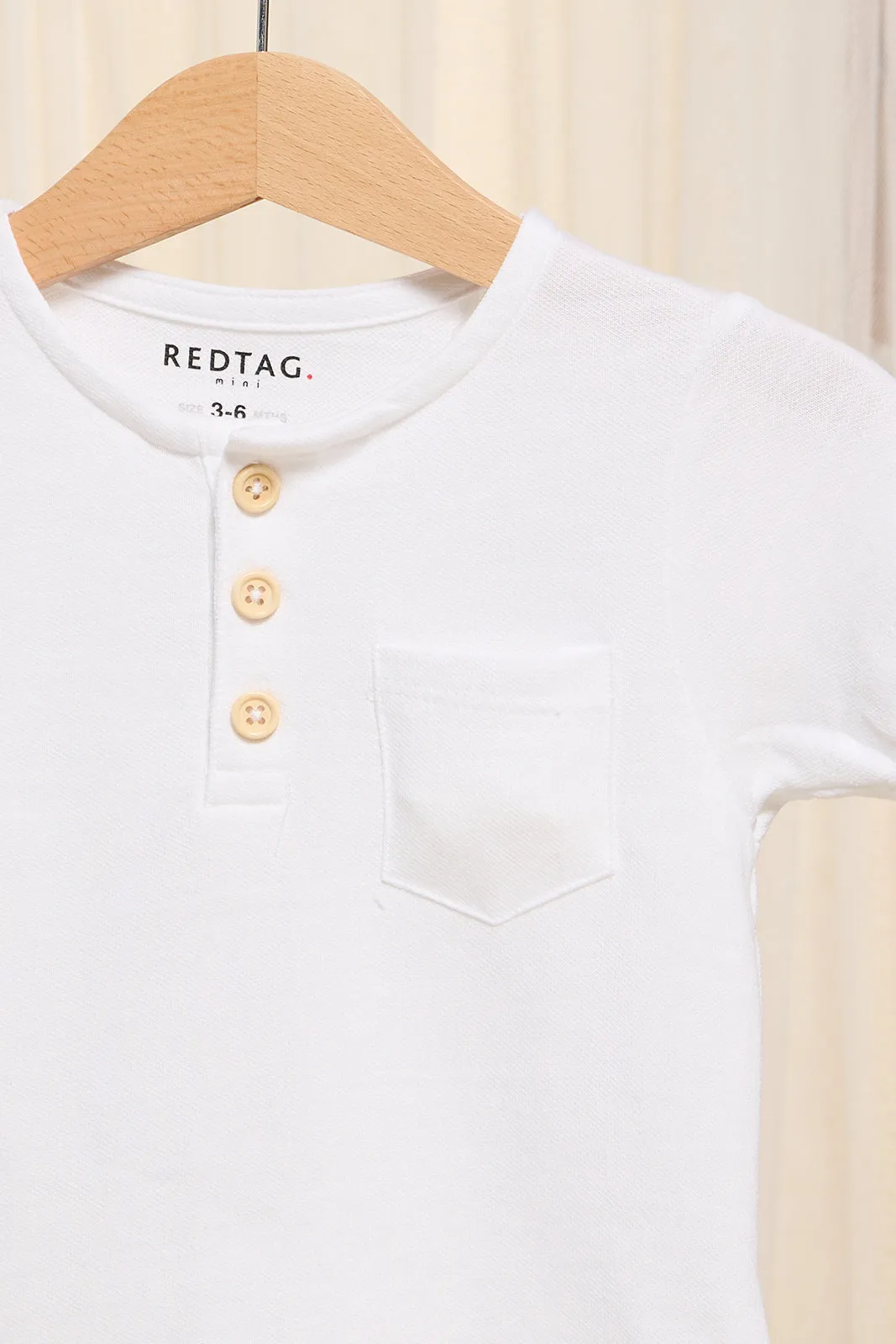Infant Boys White Henley T-Shirt