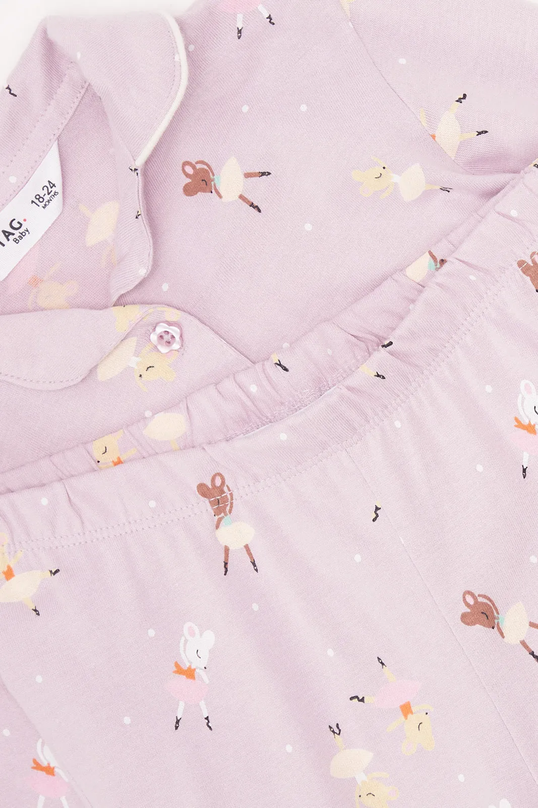 Infant Girls Lilac Printed Pyjama Set (2 Piece)