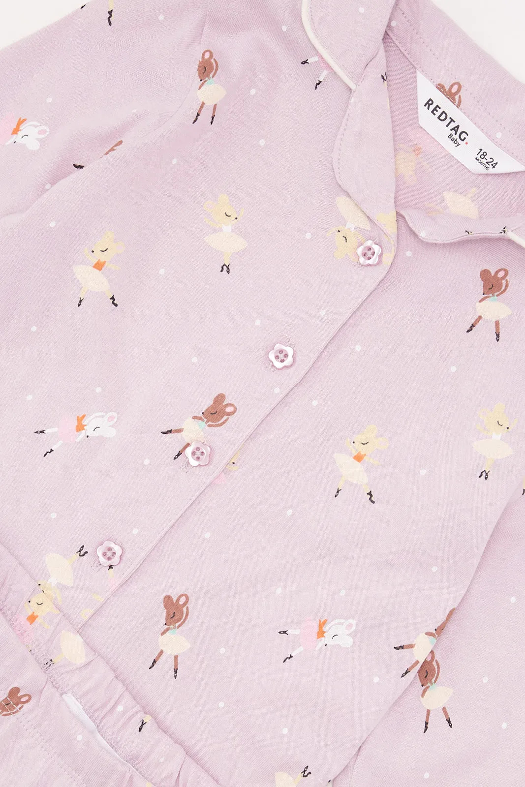 Infant Girls Lilac Printed Pyjama Set (2 Piece)
