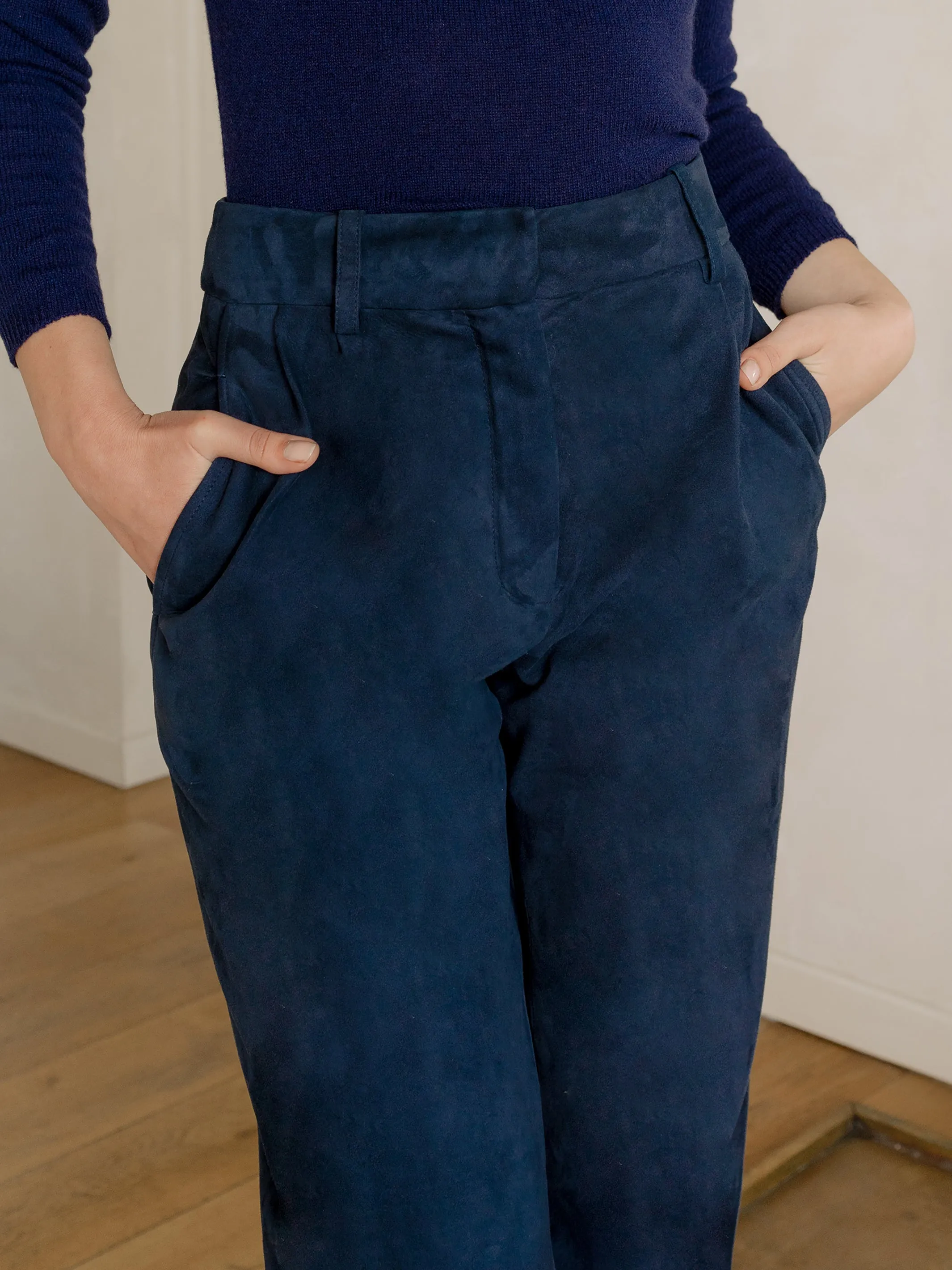 Iris High Waist Lambskin Leather Pants