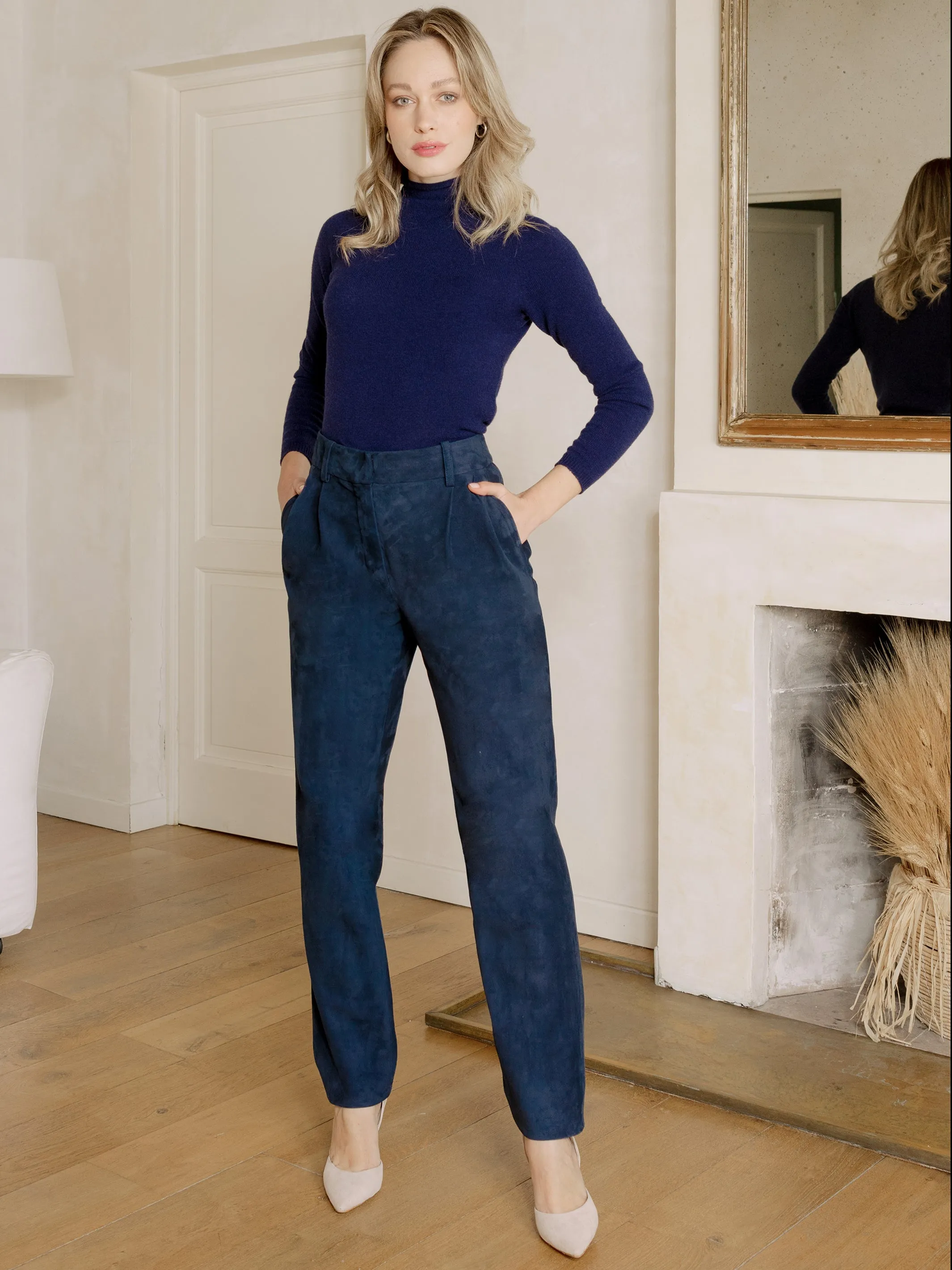 Iris High Waist Lambskin Leather Pants