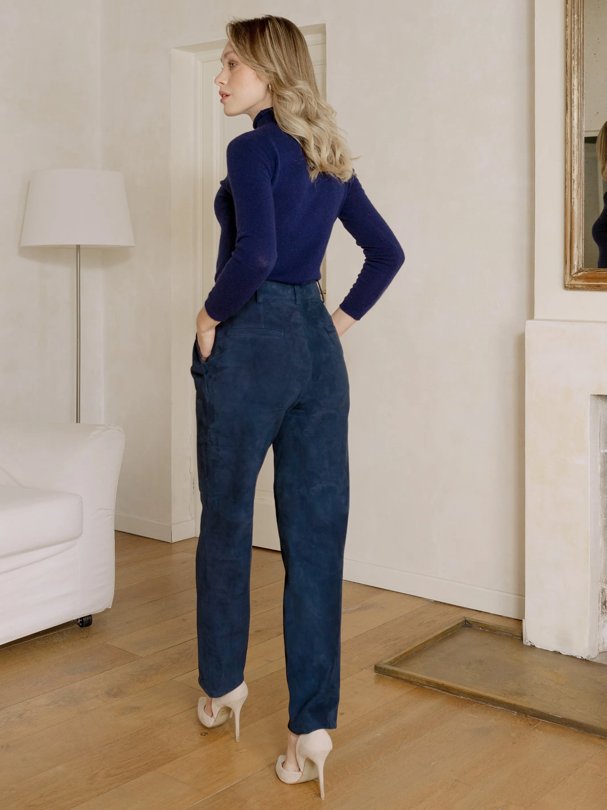 Iris High Waist Lambskin Leather Pants
