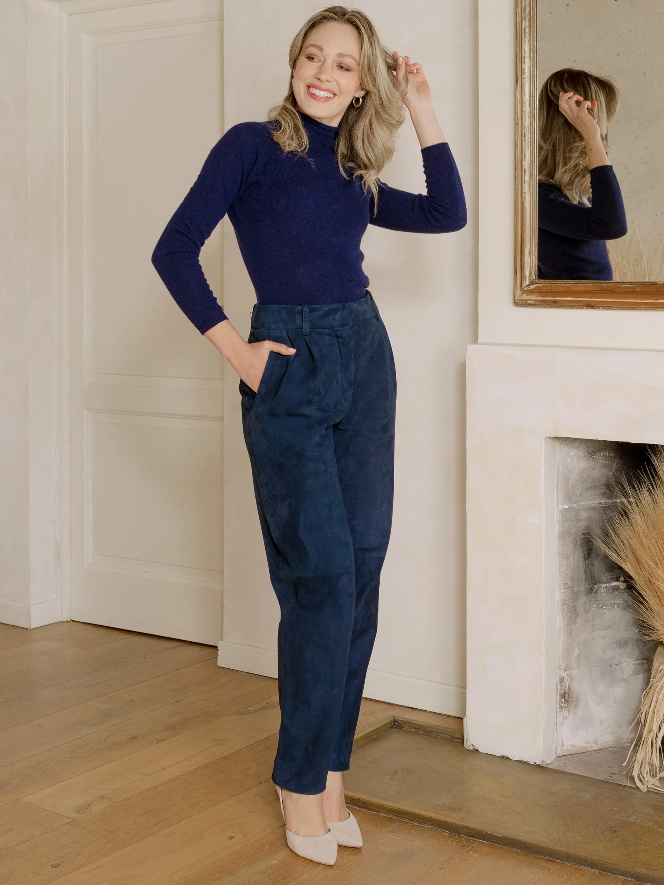 Iris High Waist Lambskin Leather Pants
