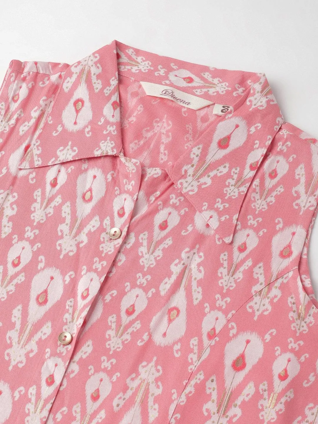Jashvi Rayon Light Pink A-Line Floral Printed Midi Dress
