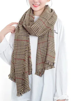 JC023210 Plaid Fringe Blanket Scarf