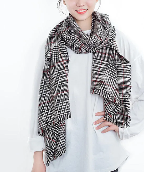 JC023210 Plaid Fringe Blanket Scarf