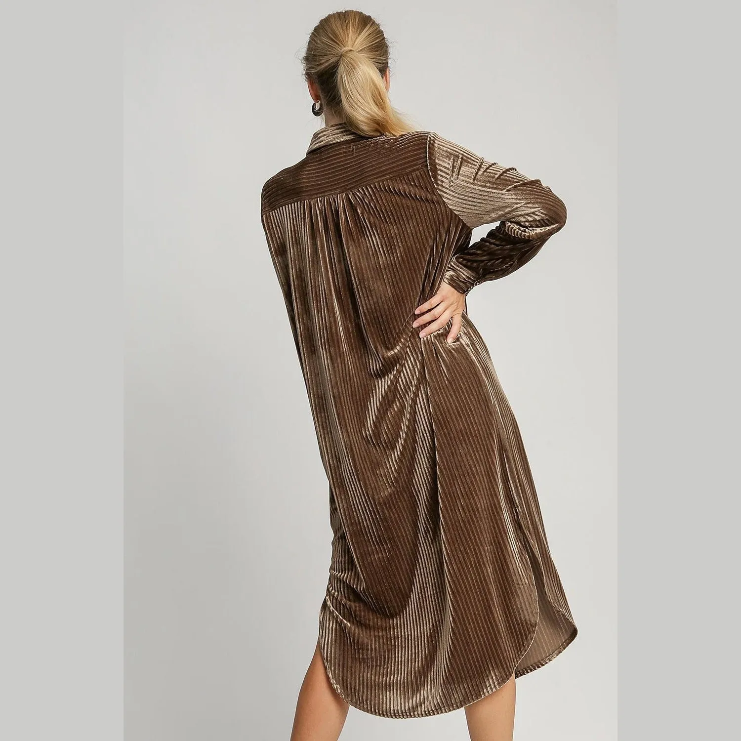 Jessie Button Down Shirt Dress in Brown