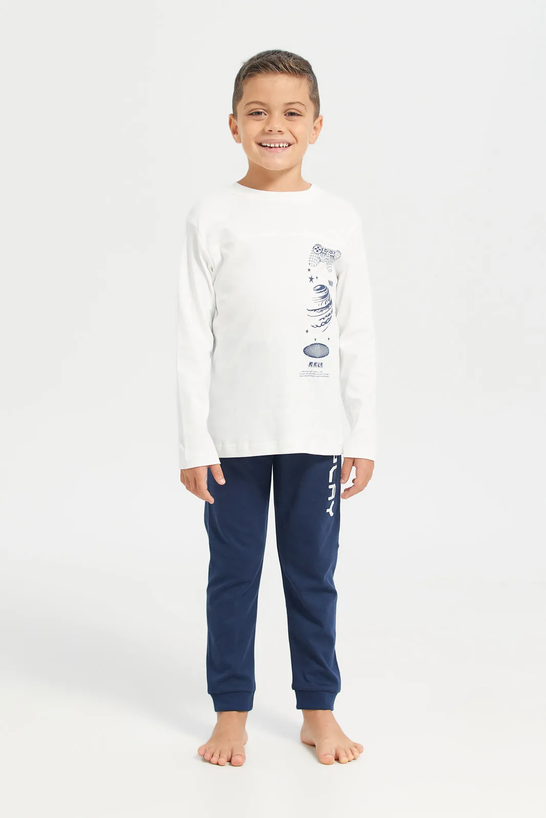 Junior Boys Grey Tshirt & Pajama Nightsuit