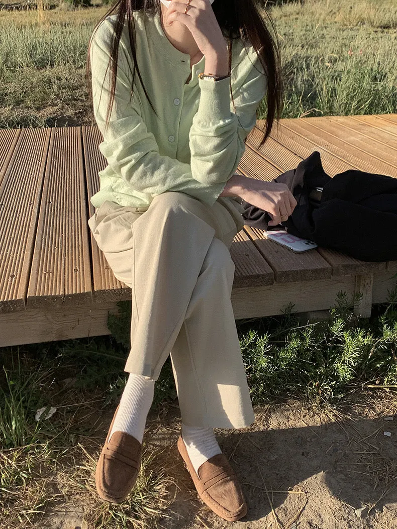 [Korean Style] 2 Color High Waist Loose Fit Pleated Harlem Trousers
