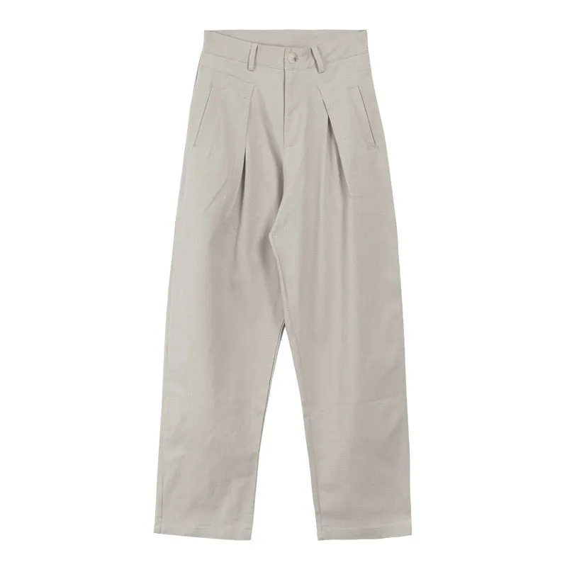 [Korean Style] 2 Color High Waist Loose Fit Pleated Harlem Trousers