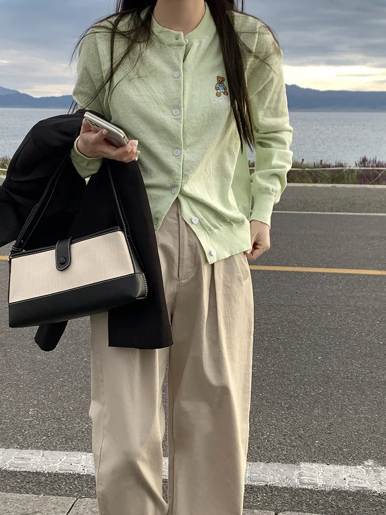 [Korean Style] 2 Color High Waist Loose Fit Pleated Harlem Trousers