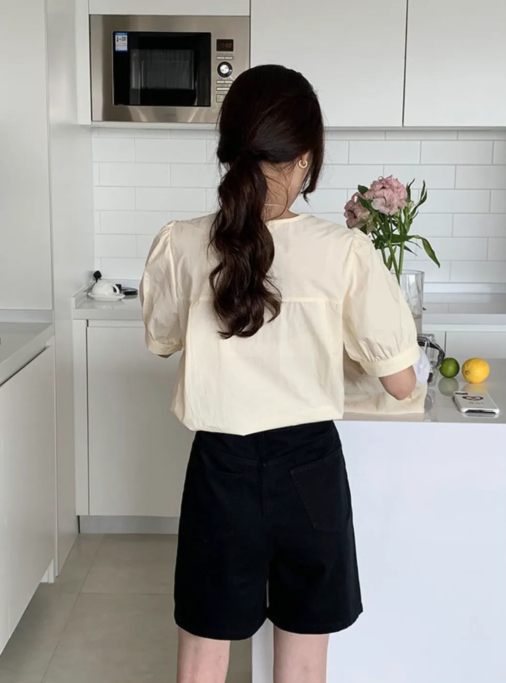 [Korean Style] 4 Colors High Waist Bermuda Denim Shorts