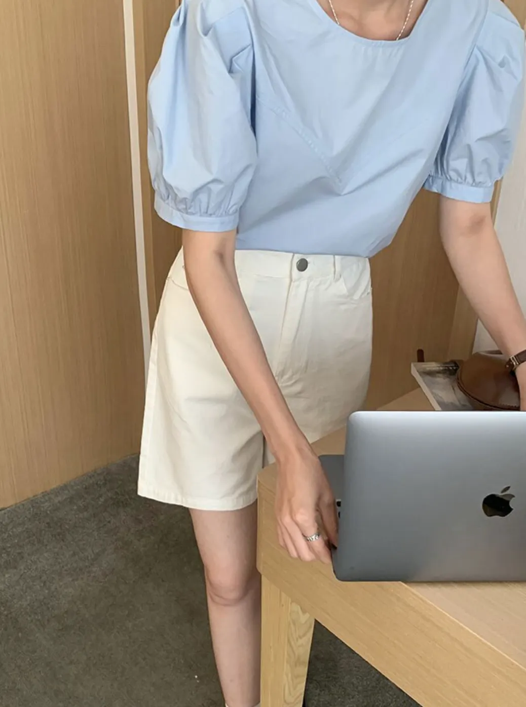 [Korean Style] 4 Colors High Waist Bermuda Denim Shorts