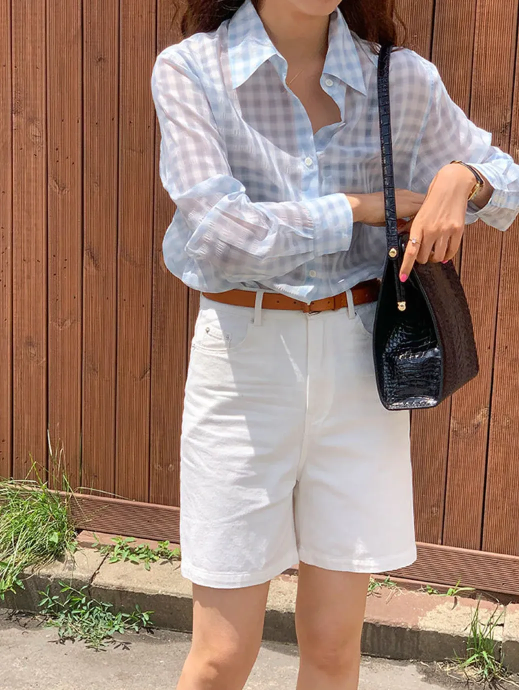 [Korean Style] 4 Colors High Waist Bermuda Denim Shorts