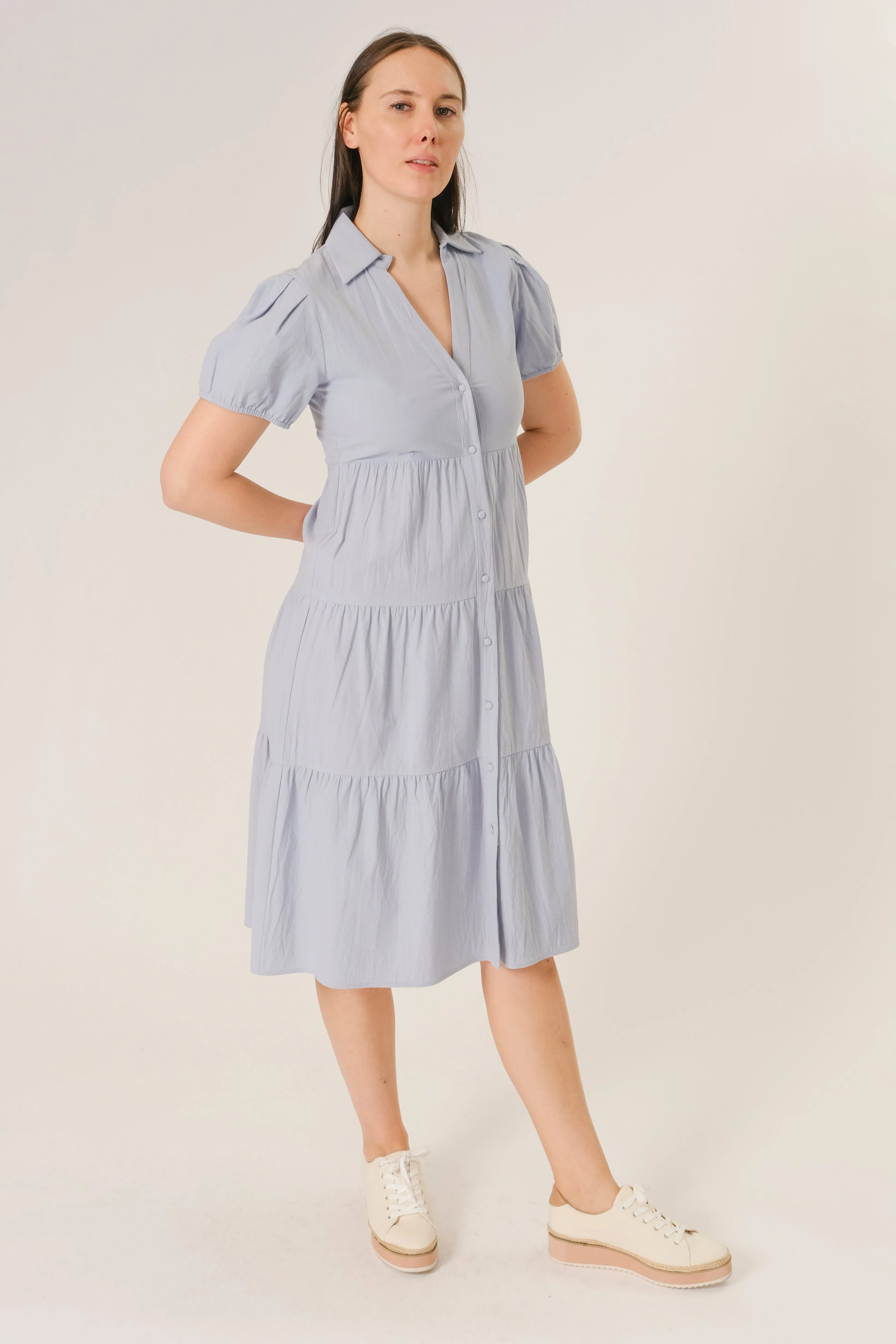 LIGHT BLUE BUTTON UP SHIRT DRESS