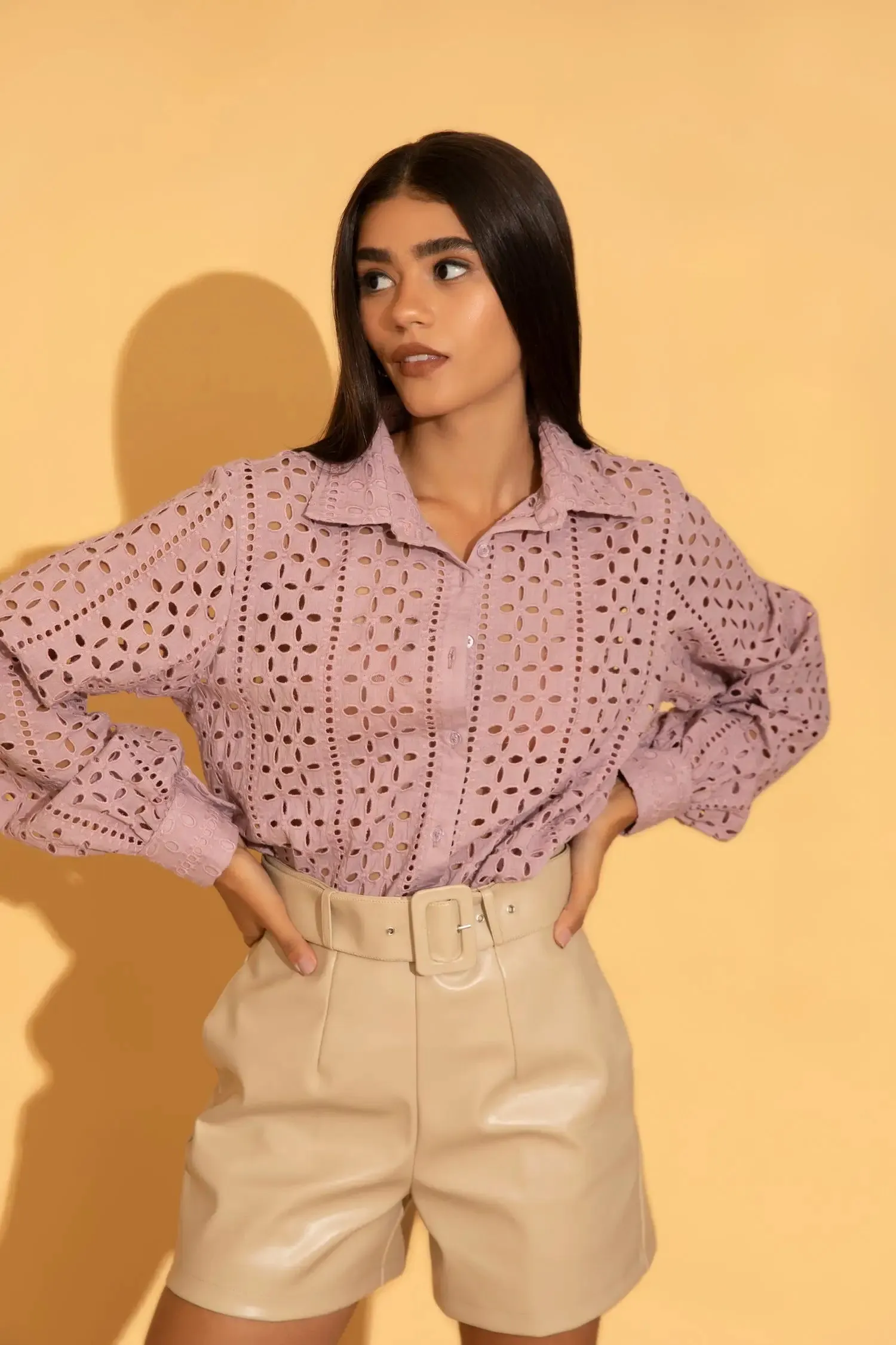 Lilac Schiffli Shirt