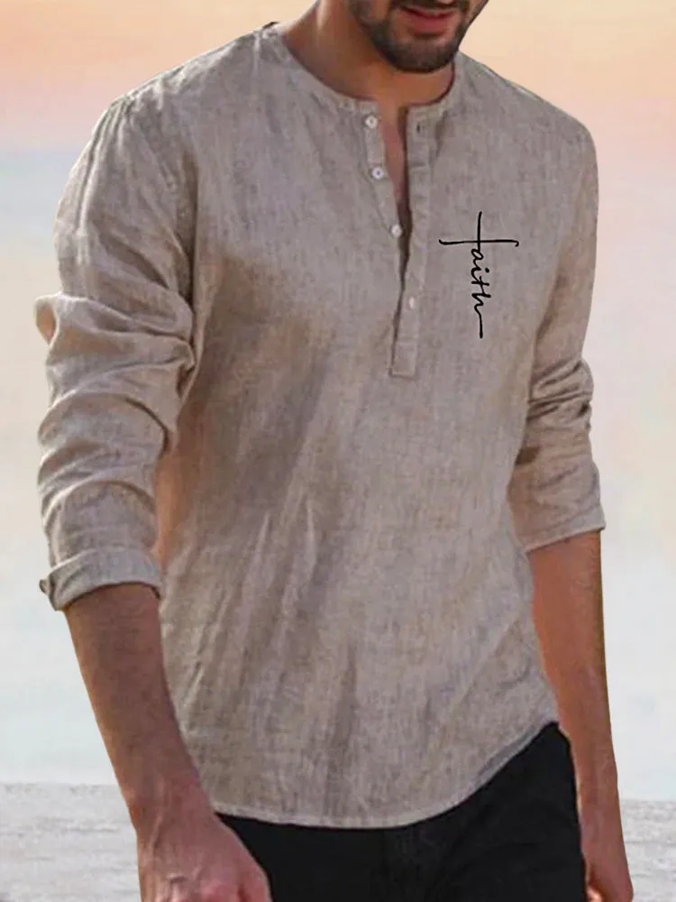 Linen Style Long Sleeve Shirt