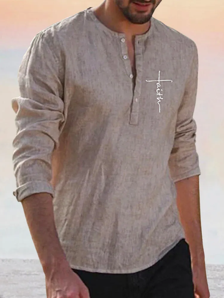 Linen Style Long Sleeve Shirt