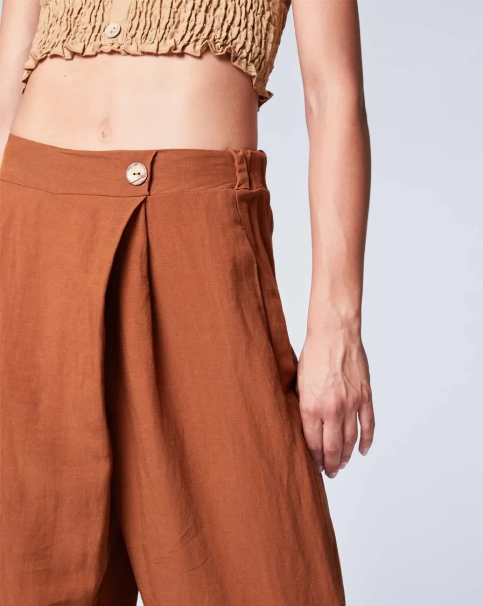 Linen Wrap Front Culottes