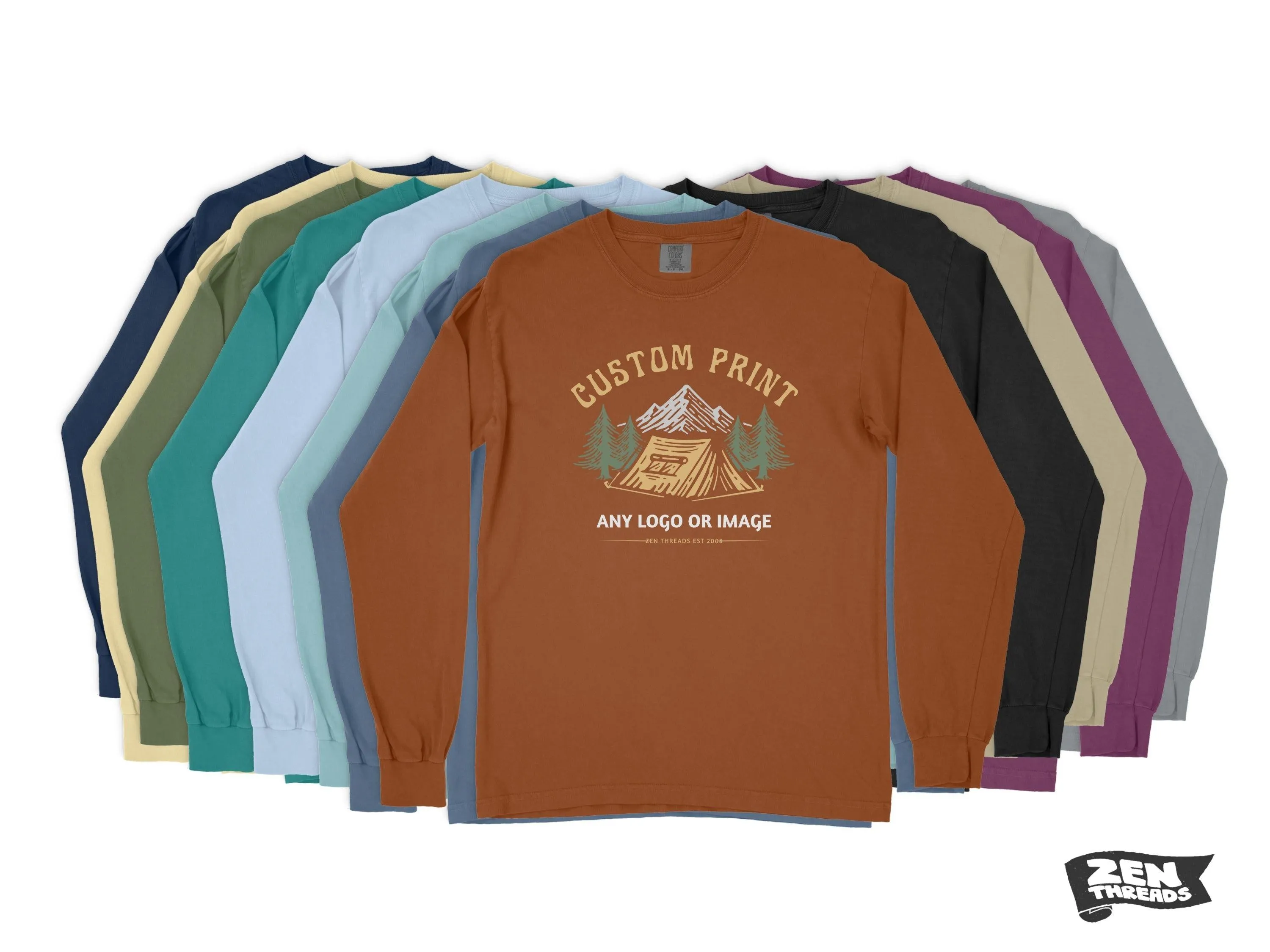 Long Sleeve Comfort Colors - CUSTOM PRINT Any Art Design Logo Full Color unisex mens womens t-shirt eco tee personalized photo team business