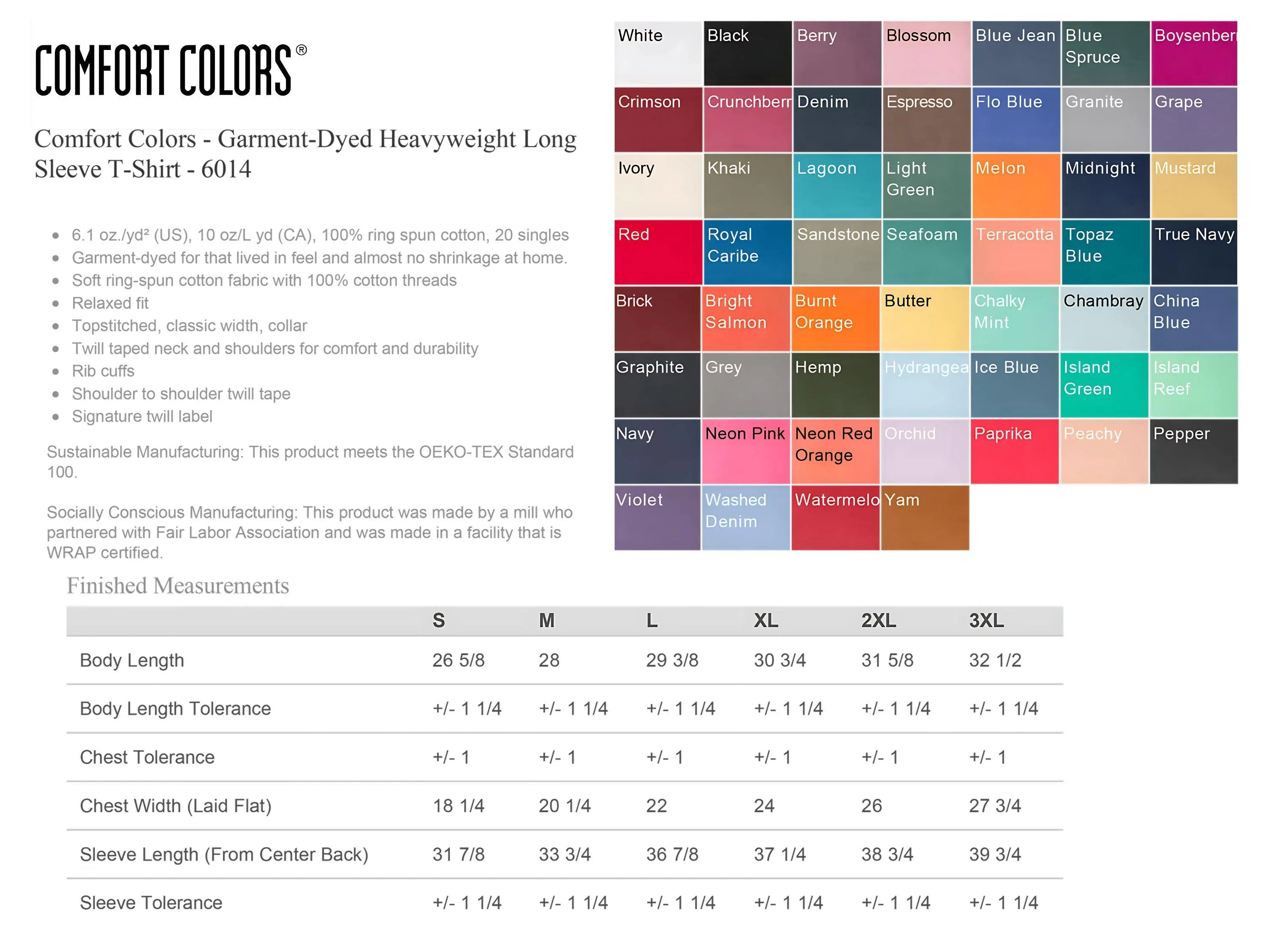 Long Sleeve Comfort Colors - CUSTOM PRINT Any Art Design Logo Full Color unisex mens womens t-shirt eco tee personalized photo team business