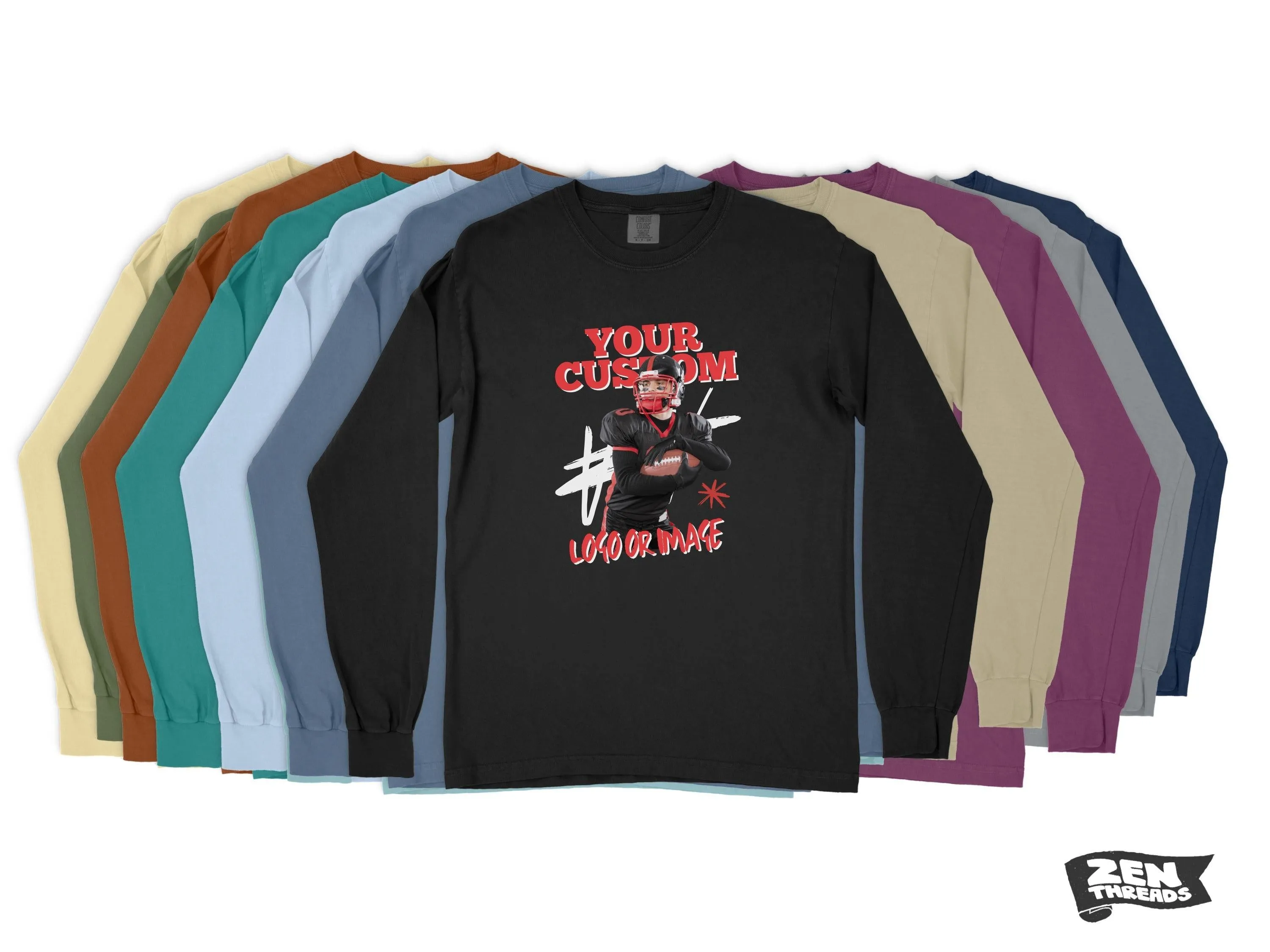 Long Sleeve Comfort Colors - CUSTOM PRINT Any Art Design Logo Full Color unisex mens womens t-shirt eco tee personalized photo team business