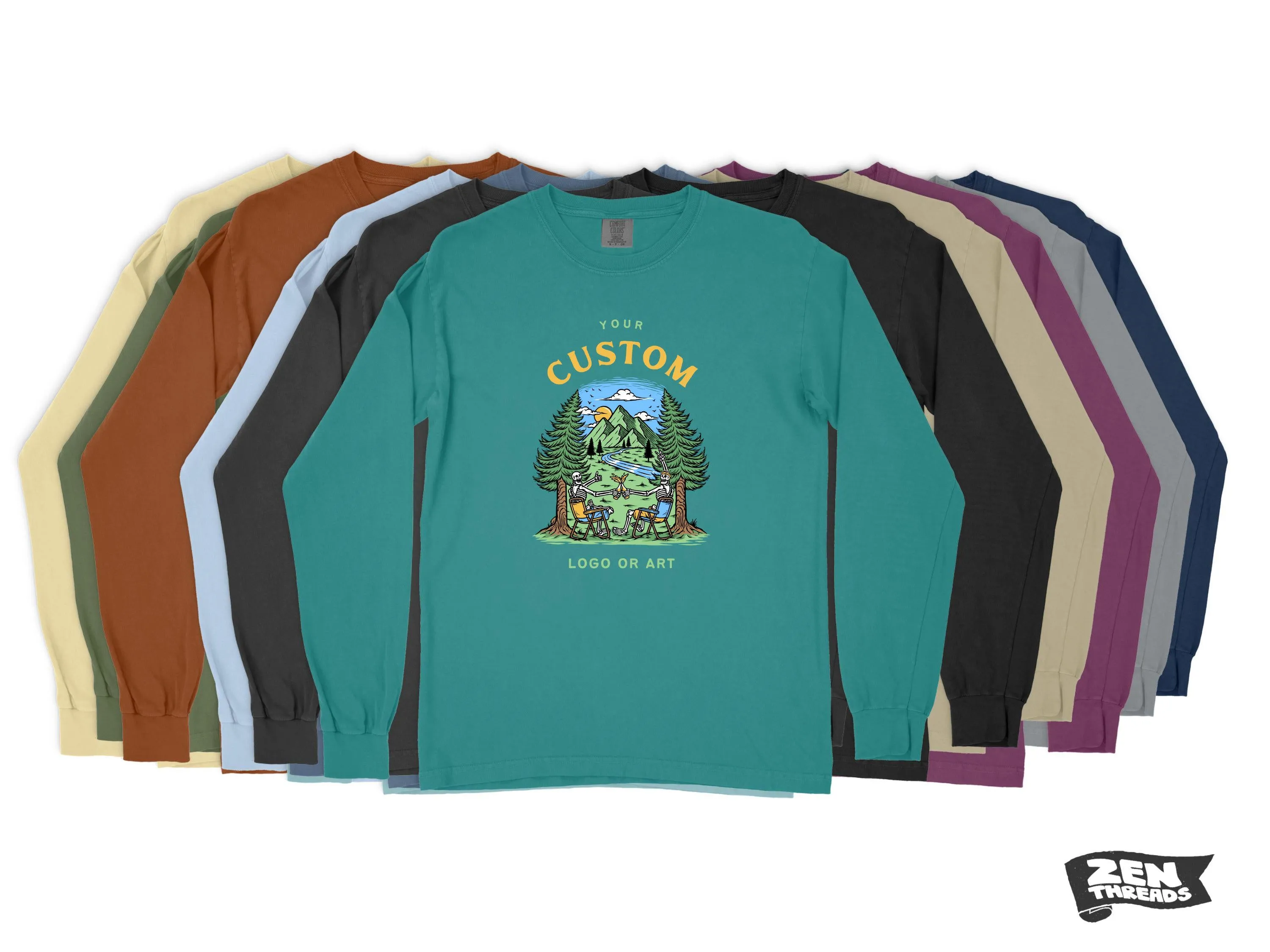 Long Sleeve Comfort Colors - CUSTOM PRINT Any Art Design Logo Full Color unisex mens womens t-shirt eco tee personalized photo team business