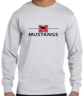Long Sleeve T-Shirt - Grey  with "Mustangs"