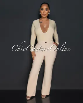Lottie Nude High Waist Trouser Pants