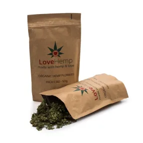 Love Hemp ‐ 50g Hemp flowers ‐ High CBD, flowers, seeds and stalk