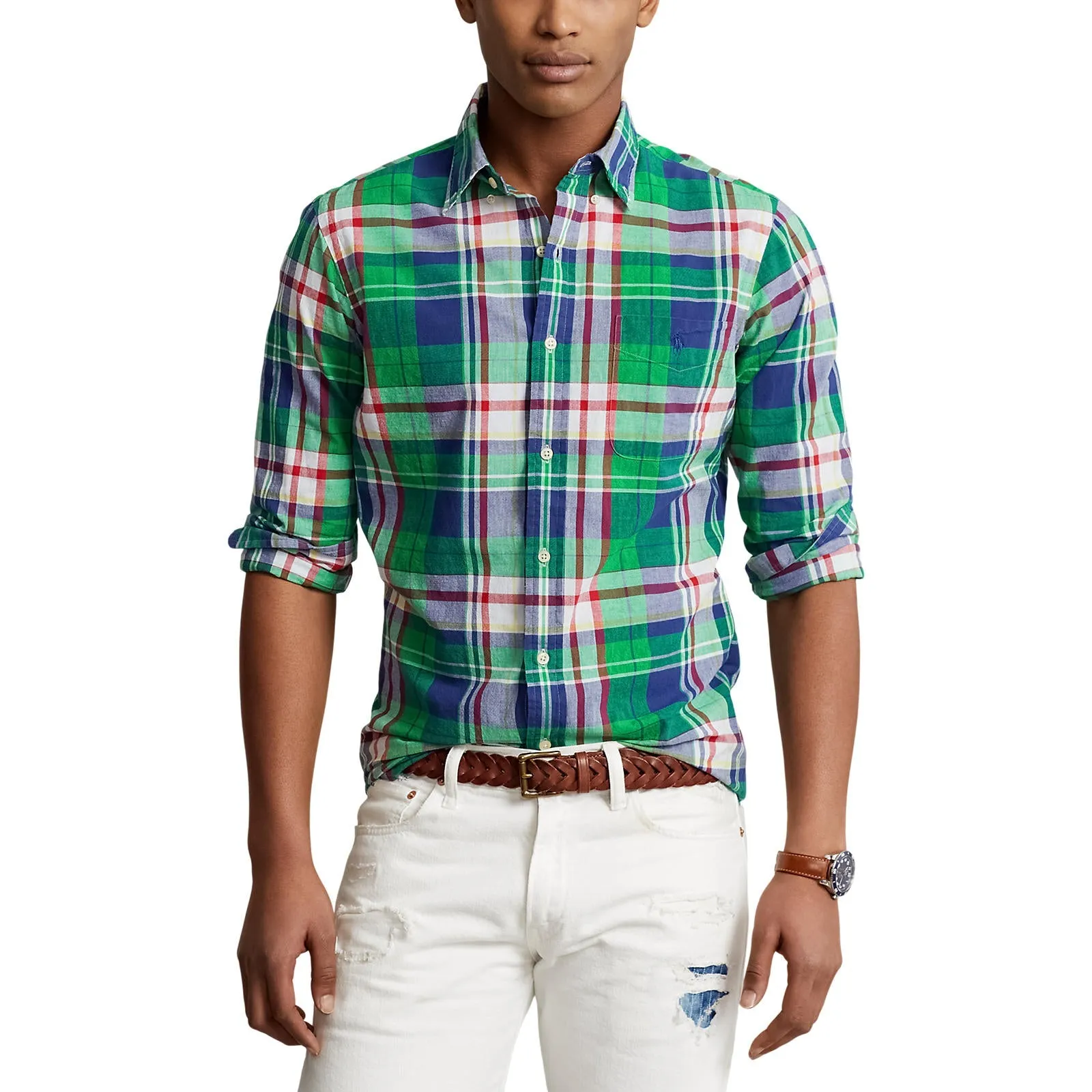 Madras Check Shirt - Green/Navy Multi