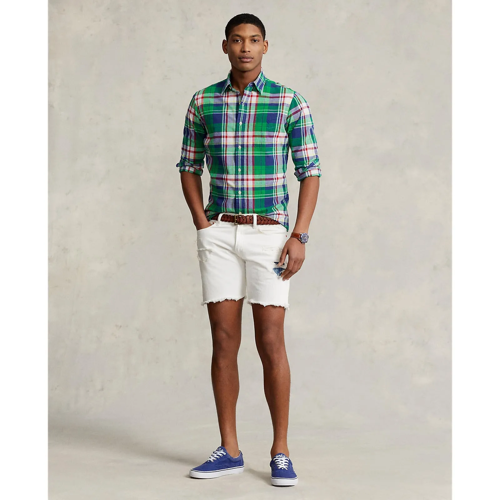 Madras Check Shirt - Green/Navy Multi