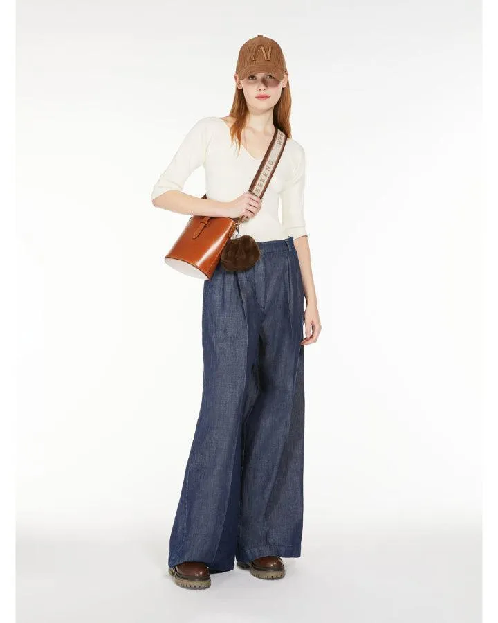 Max Mara Weekend Fuxia Pleated Denim Pant