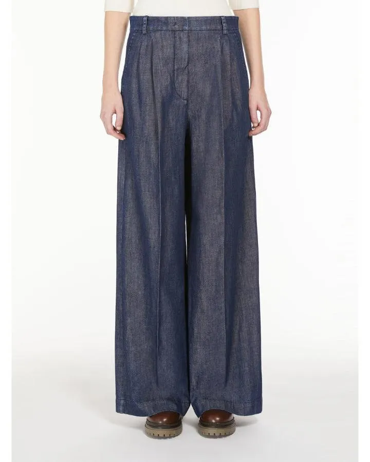 Max Mara Weekend Fuxia Pleated Denim Pant