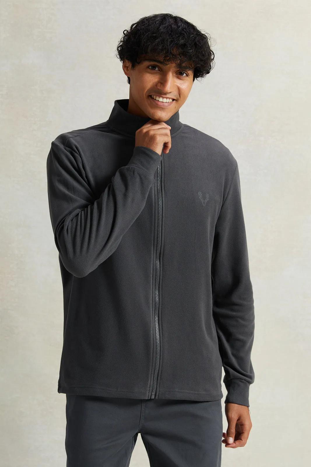 Men Grey Micro Polar Sweatshirt