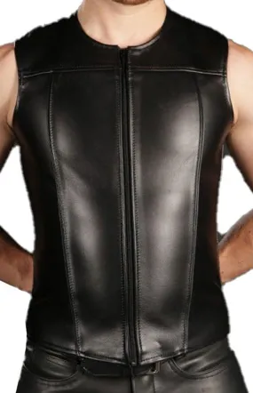 Men's Genuine Leather Sleeveless Vest
