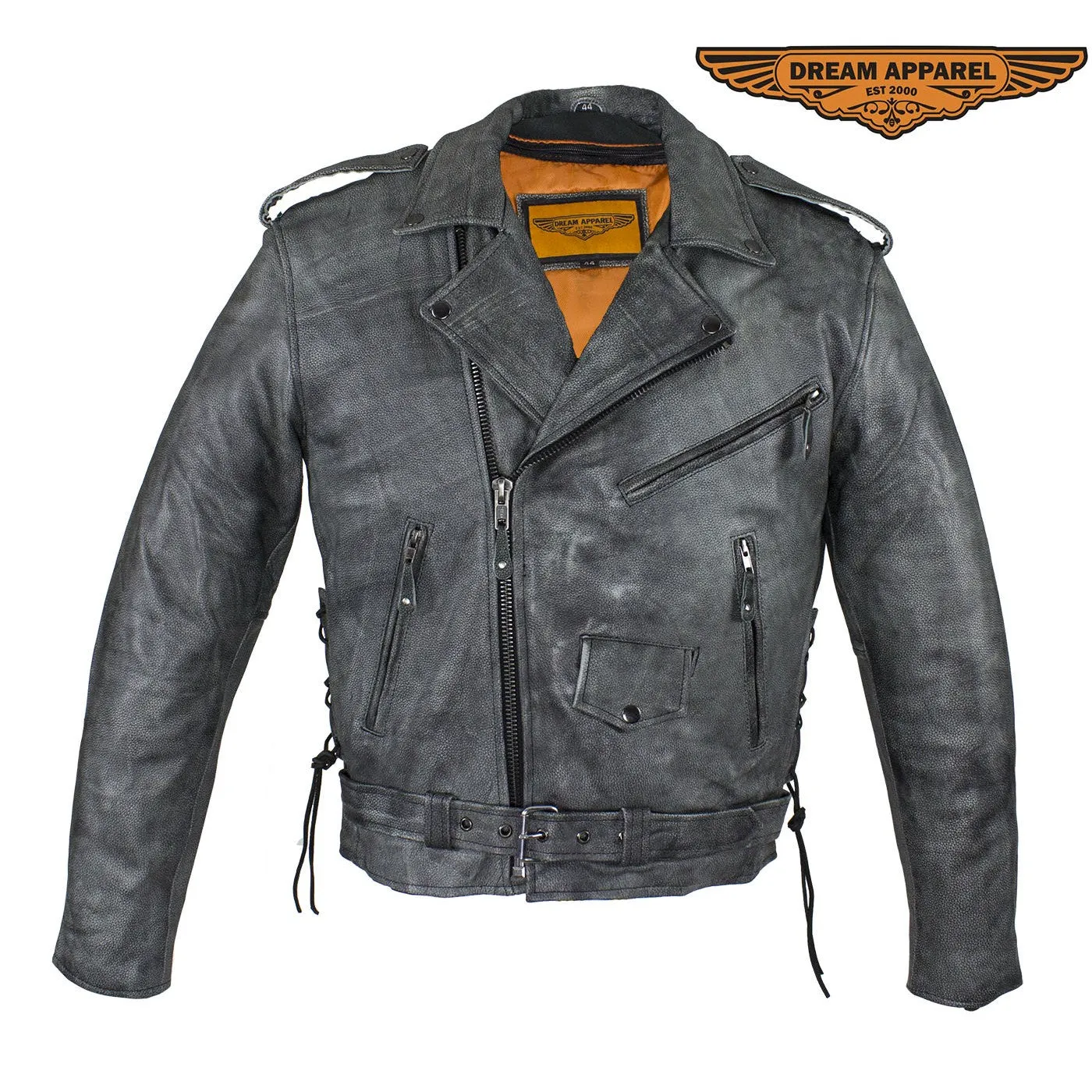 Men's Gray Motorcycle Jacket With Gun Pockets