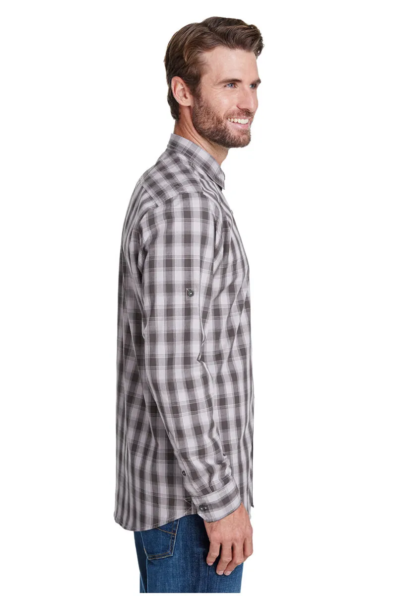 Men's Mulligan Check Long Sleeve Cotton Shirt (Steel / Black)