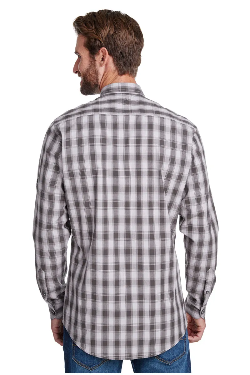Men's Mulligan Check Long Sleeve Cotton Shirt (Steel / Black)