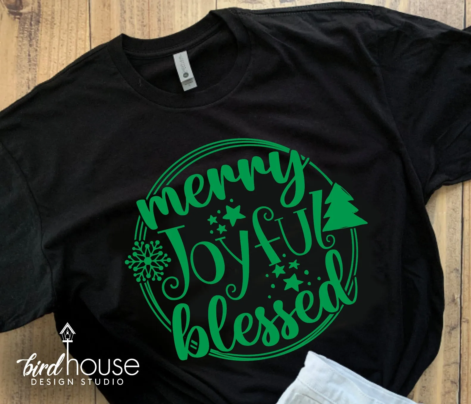 Merry Joyful Blessed Christmas Shirt, Pick Any 1 Color, Cute Family Matching Pjs