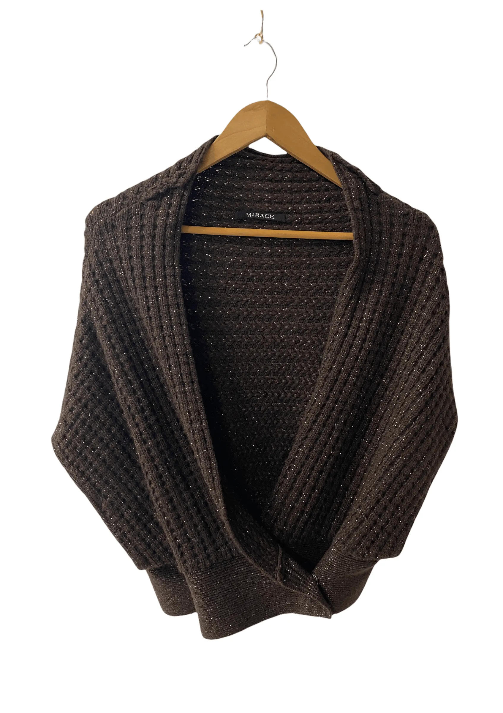 Mirage Cashmere Mix Shrug Brown and Gold Size S/M