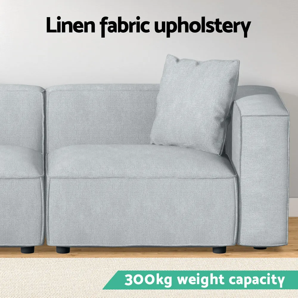 Modular Linen Sofa Chaise Set, High Resilience, 2-Seater - Artiss